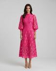 Isolde | Lace Accent Midi Dress for Wedding Guests