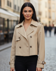 Lottie | Cropped Women’s Trench Coat with Pocket Detail