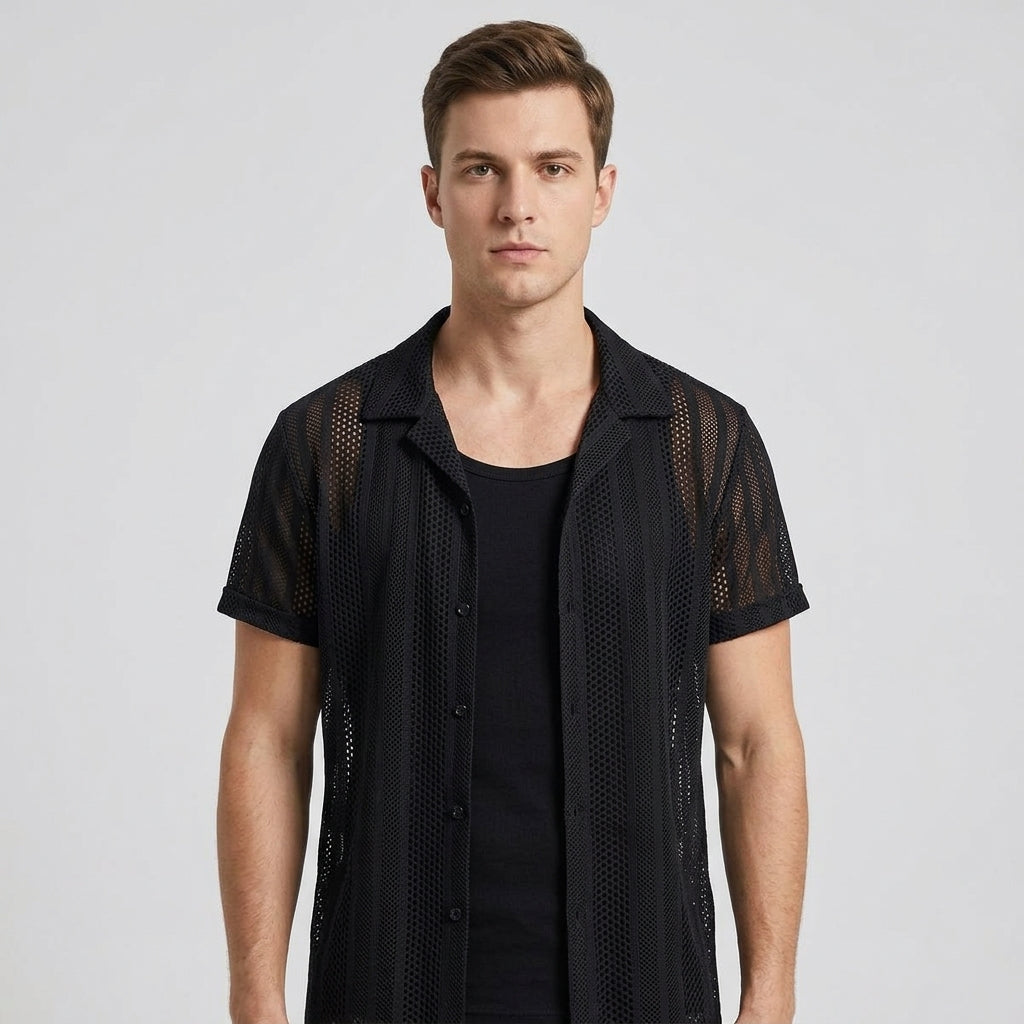 Nolan | Mesh Textured Men’s Shirt for Modern Style