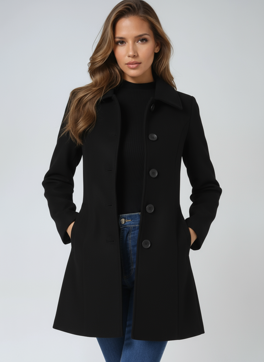 Emma | Elegant Black Trench Coat Women 1