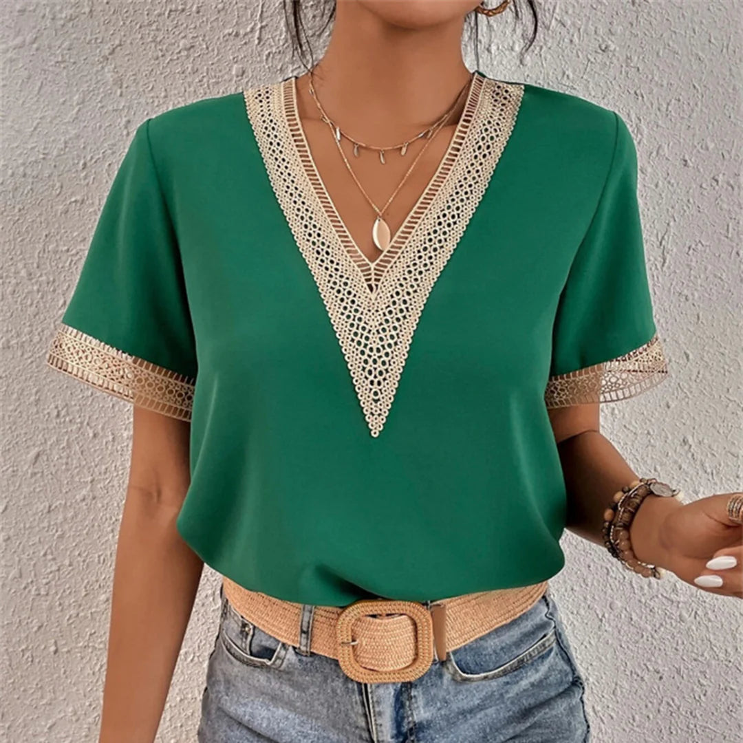 Olivia | Elegant Crochet Trim Blouse 2