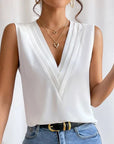Sophia | Elegant Pleated V-Neck Blouse 0