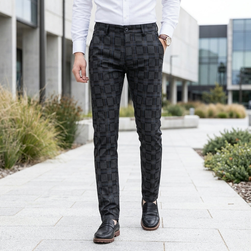 Finley | Tailored Men’s Trousers with Checked Design