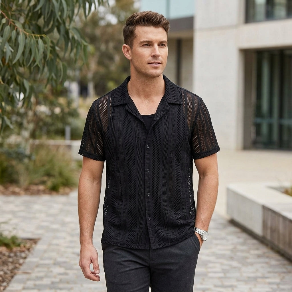 Nolan | Mesh Textured Men’s Shirt for Modern Style