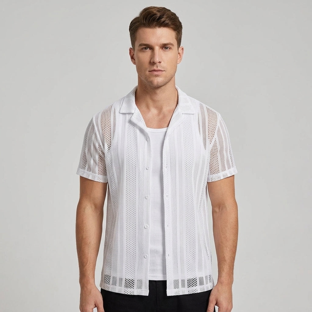 Nolan | Mesh Textured Men’s Shirt for Modern Style