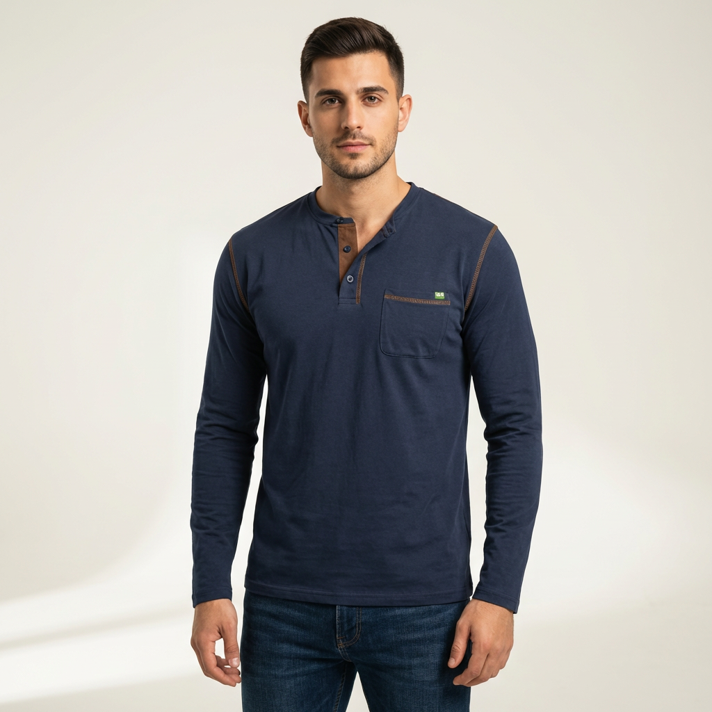 Kade | Henley Collar Men’s Shirt with Classic Design