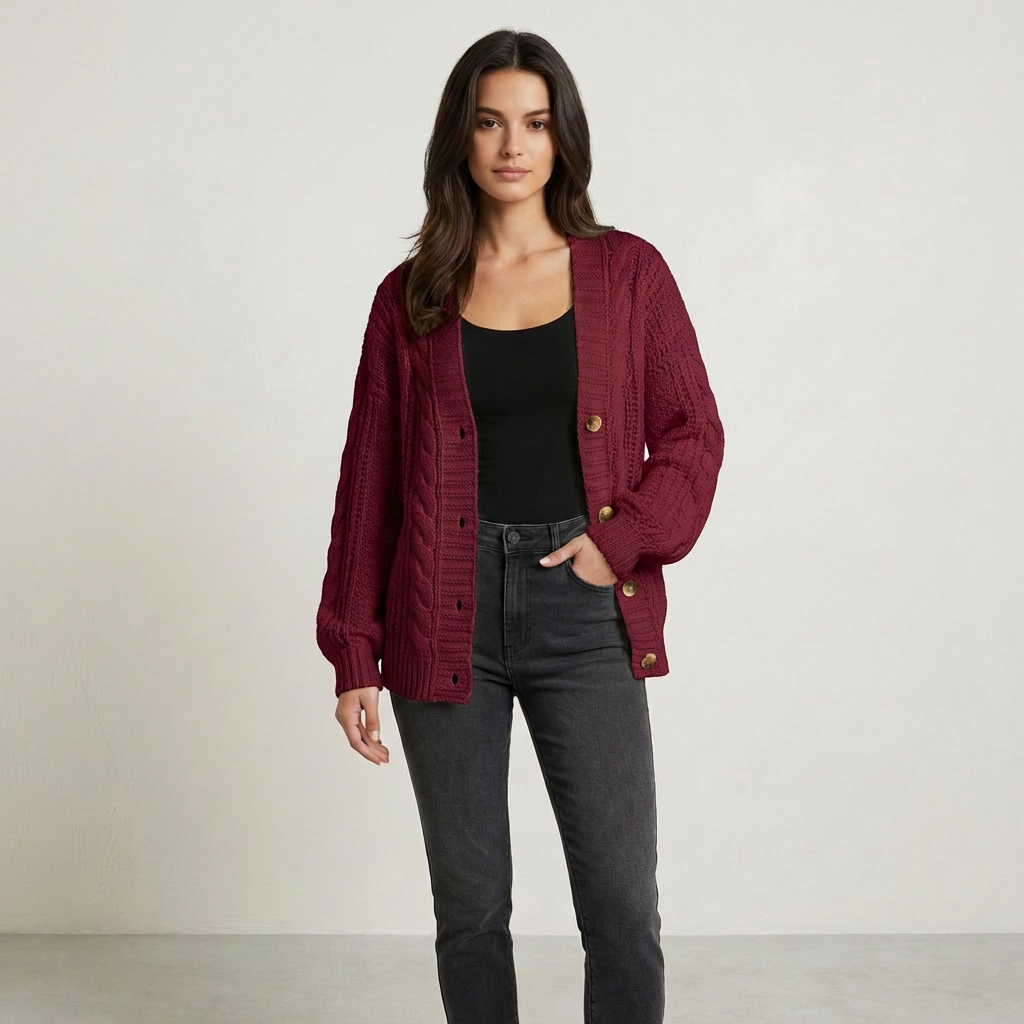 Priscilla | Cable Knit Oversized Women’s Cardigan for Layered Style