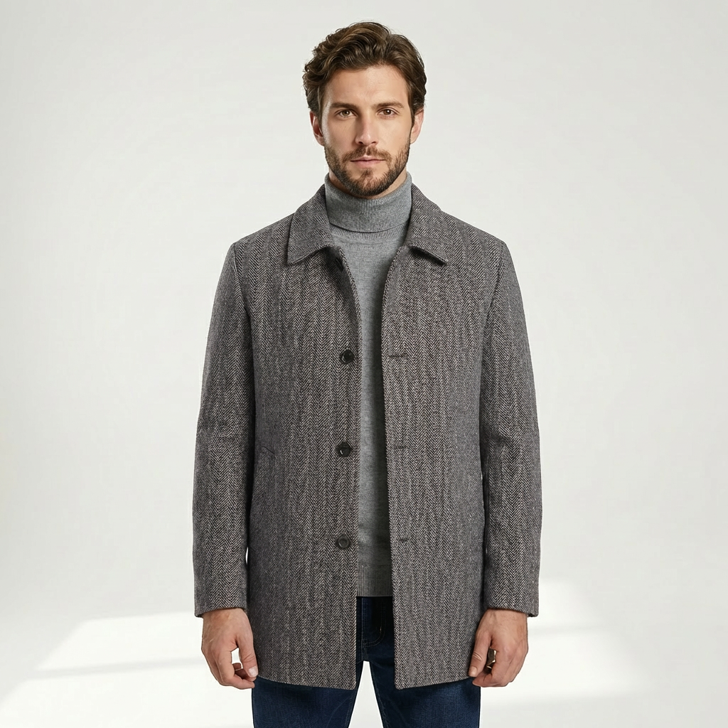 Hamish | Herringbone Inspired Men’s Coat for Classic Styling