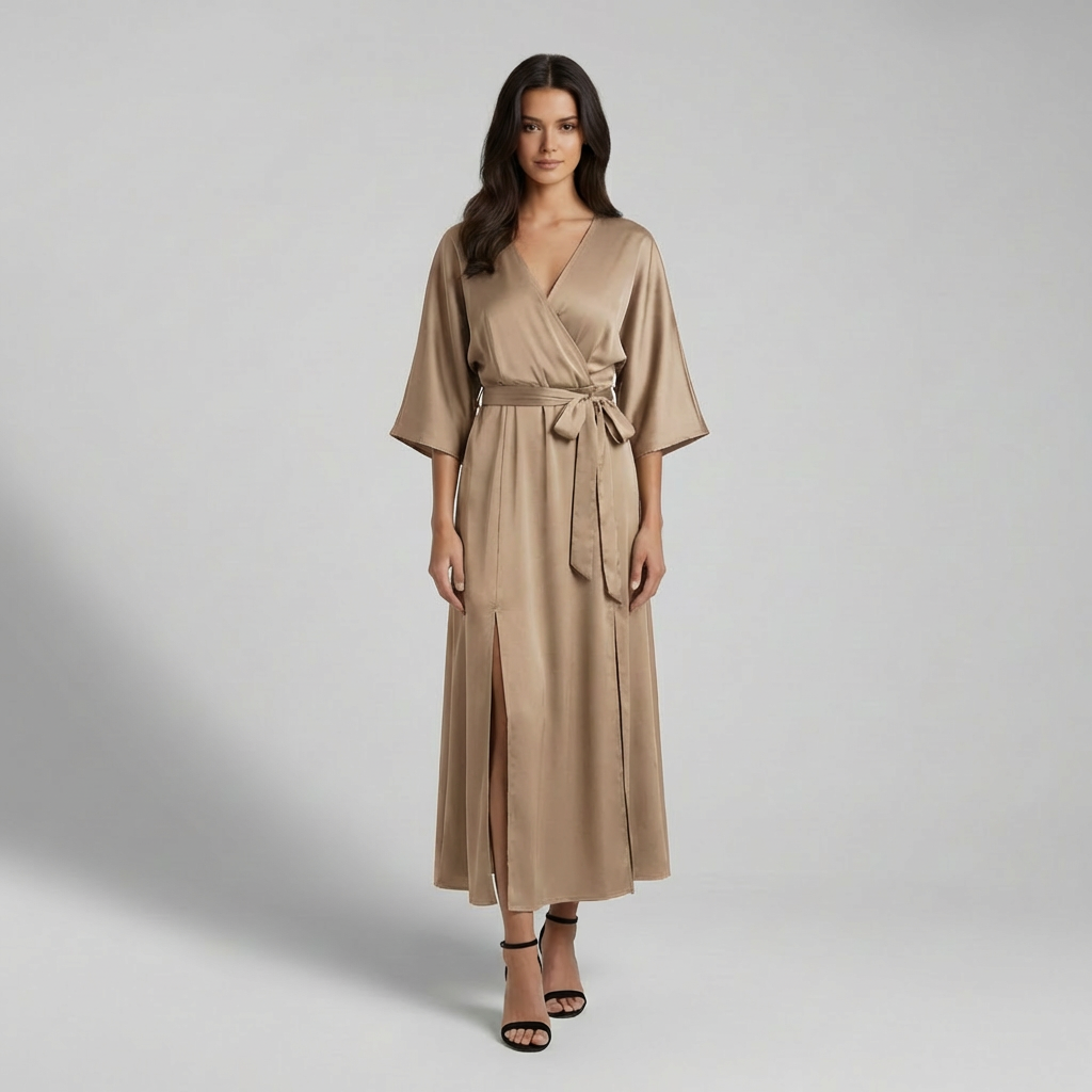 Elowen | Elegant Sleeve Detail Maxi Dress for Evening Wear