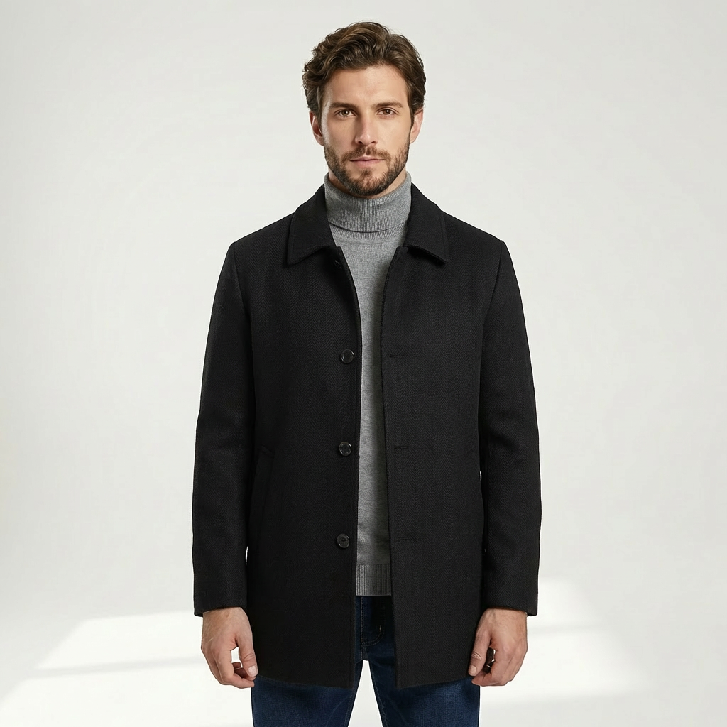 Hamish | Herringbone Inspired Men’s Coat for Classic Styling