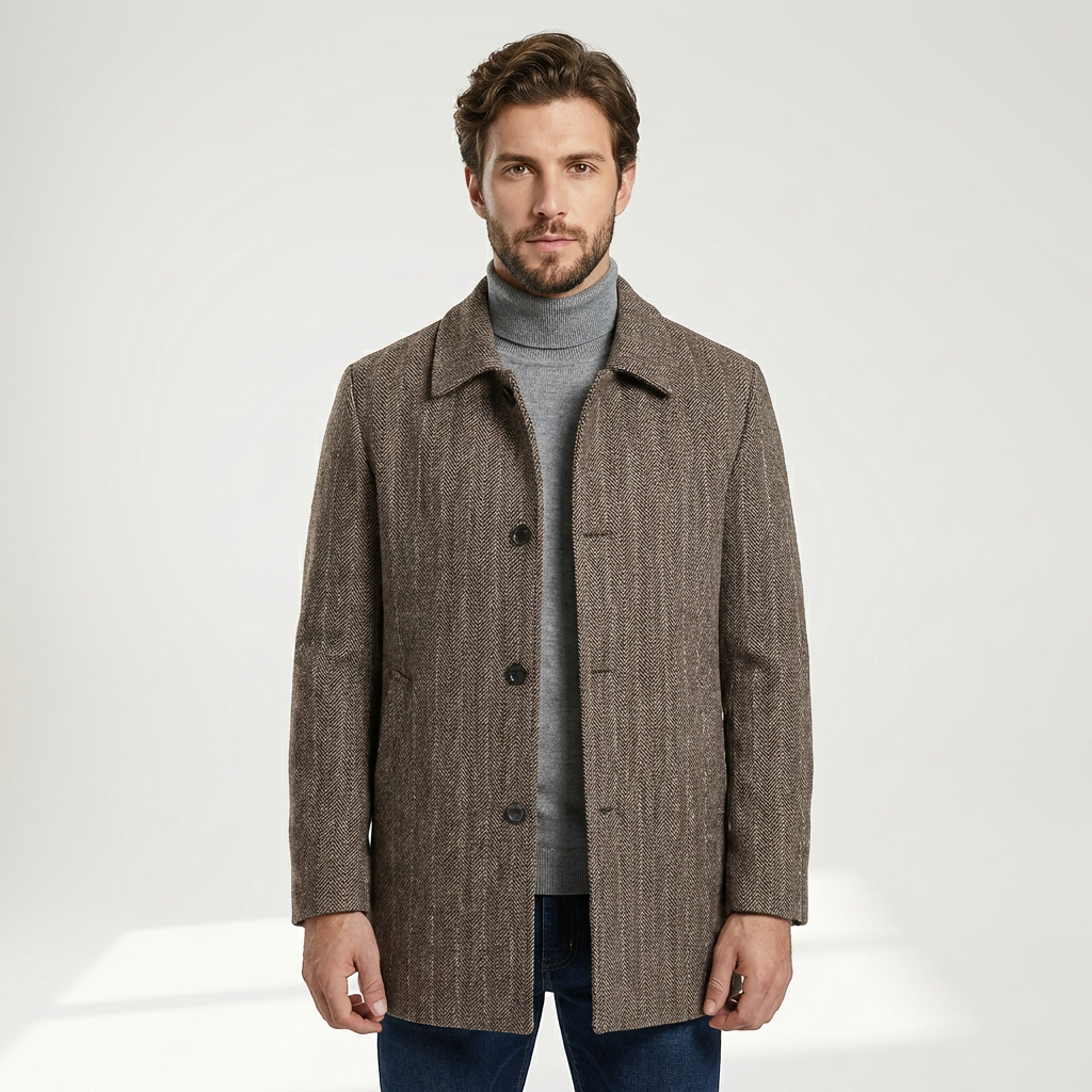 Hamish | Herringbone Inspired Men’s Coat for Classic Styling