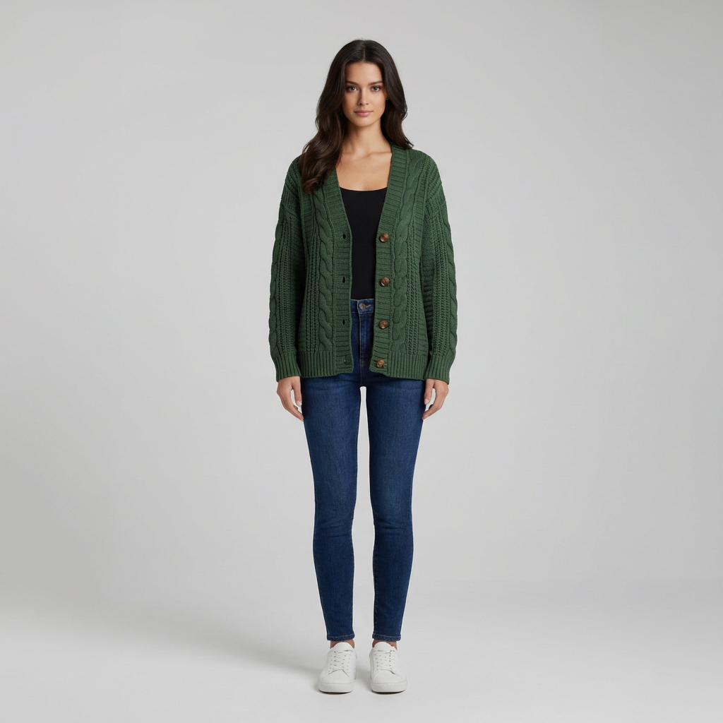 Priscilla | Cable Knit Oversized Women’s Cardigan for Layered Style