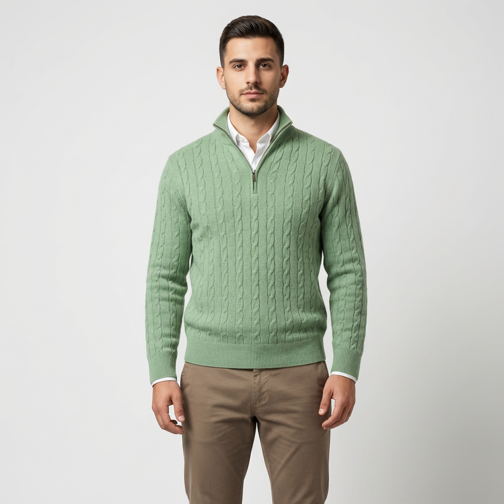 Harrison | Cable Knit Half Zip Men’s Sweater for Modern Comfort