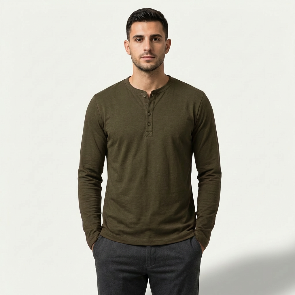Hayden | Long Sleeve Henley Men’s Shirt for Relaxed Wear