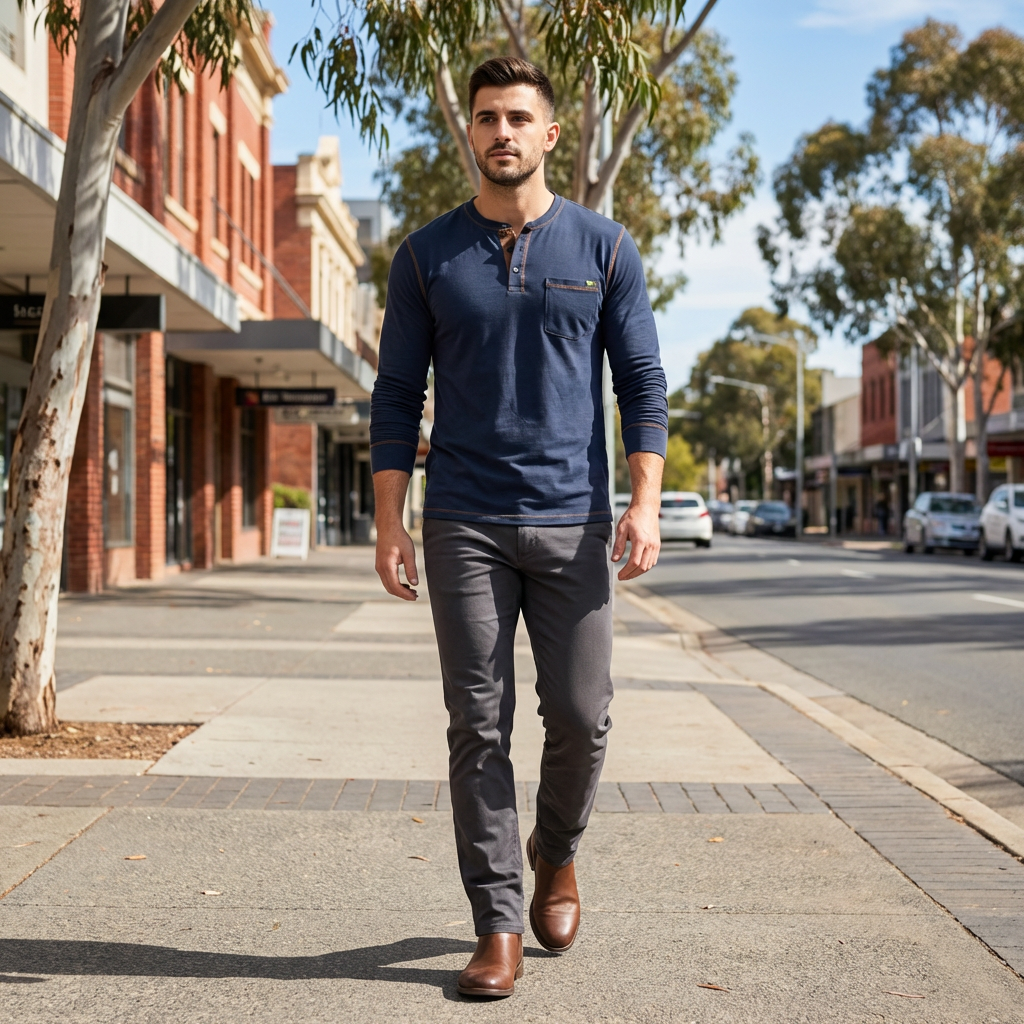 Kade | Henley Collar Men’s Shirt with Classic Design