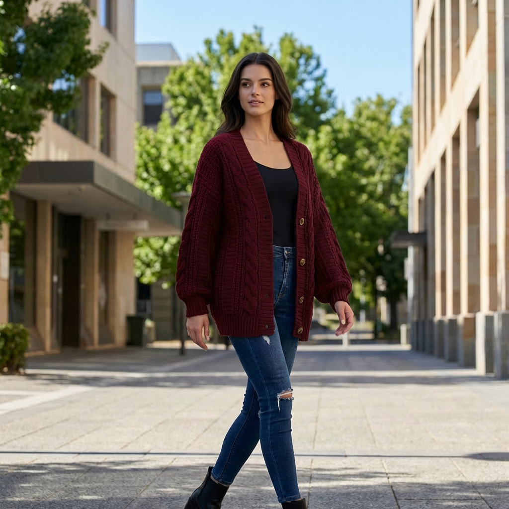Priscilla | Cable Knit Oversized Women’s Cardigan for Layered Style