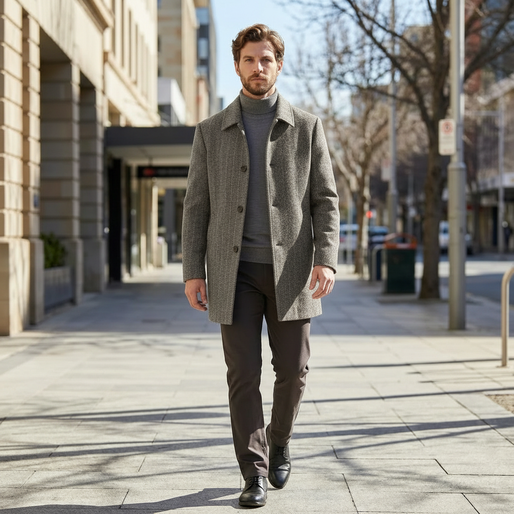 Hamish | Herringbone Inspired Men’s Coat for Classic Styling