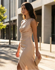 Selene | Asymmetric Detail Maxi Dress for Modern Occasions