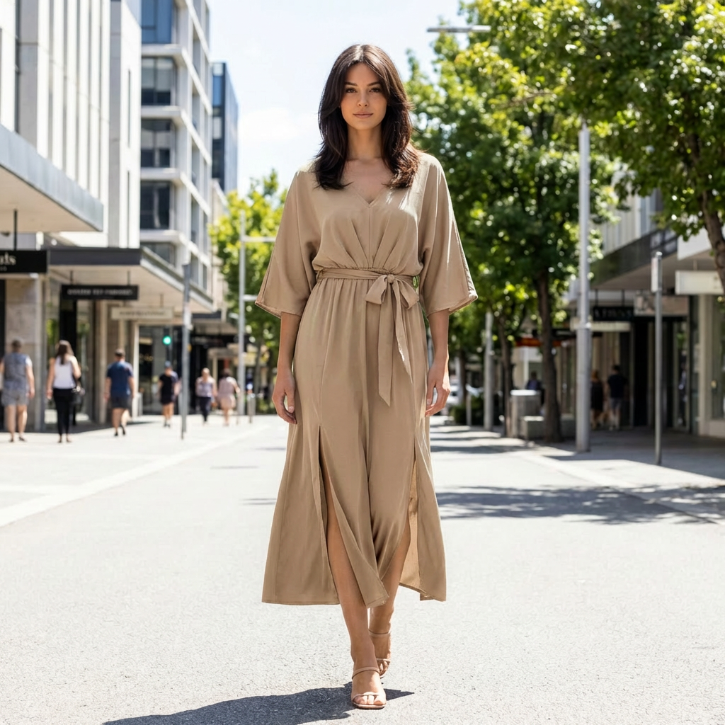 Elowen | Elegant Sleeve Detail Maxi Dress for Evening Wear
