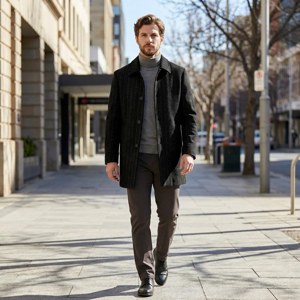 Hamish | Herringbone Inspired Men’s Coat for Classic Styling
