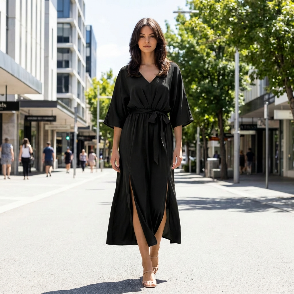 Elowen | Elegant Sleeve Detail Maxi Dress for Evening Wear