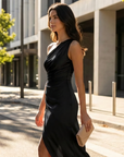 Selene | Asymmetric Detail Maxi Dress for Modern Occasions