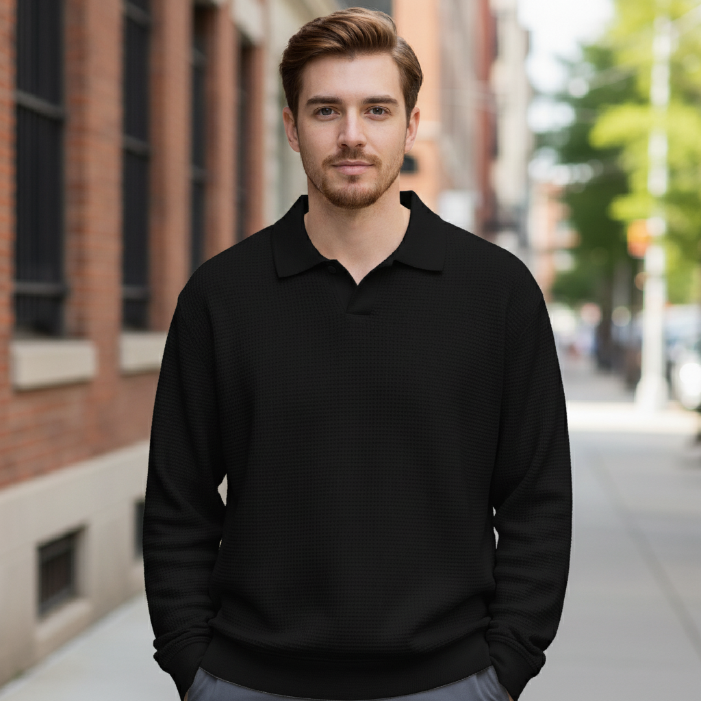 Mitchell | Long Sleeve Men's Polo for Elegant Style