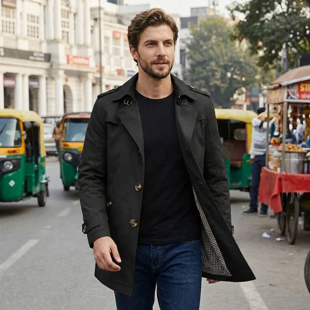 Marcus | Stylish Trench Style Men’s Coat with Classic Appeal