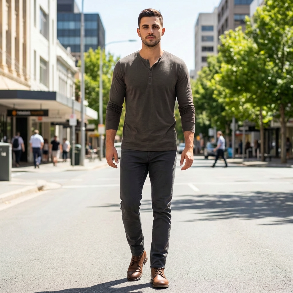 Hayden | Long Sleeve Henley Men’s Shirt for Relaxed Wear