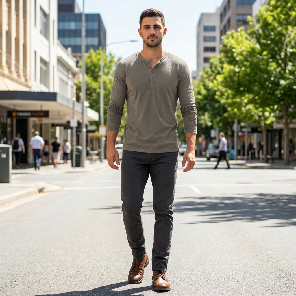 Hayden | Long Sleeve Henley Men’s Shirt for Relaxed Wear