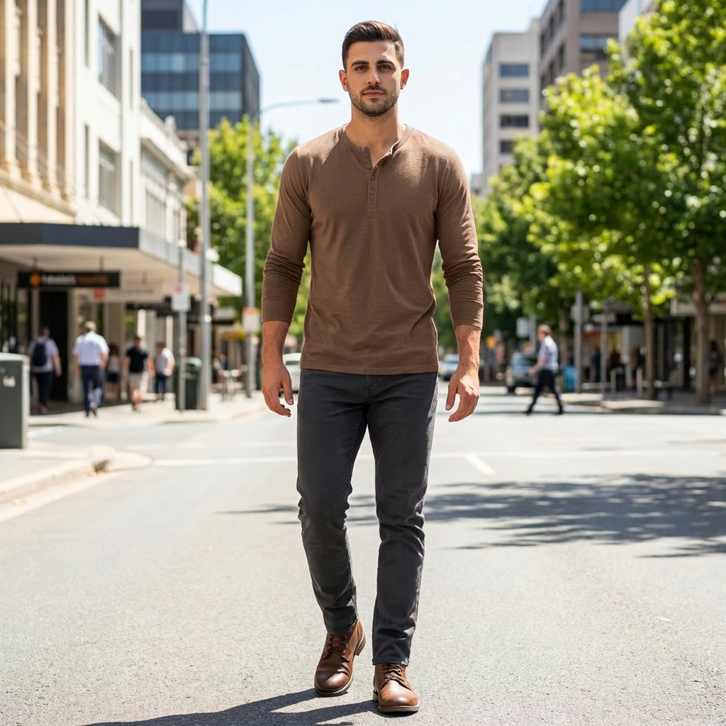 Hayden | Long Sleeve Henley Men’s Shirt for Relaxed Wear
