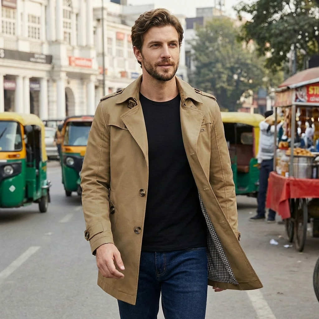 Marcus | Stylish Trench Style Men’s Coat with Classic Appeal