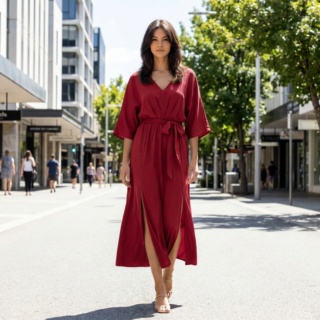Elowen | Elegant Sleeve Detail Maxi Dress for Evening Wear