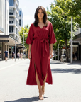 Elowen | Elegant Sleeve Detail Maxi Dress for Evening Wear