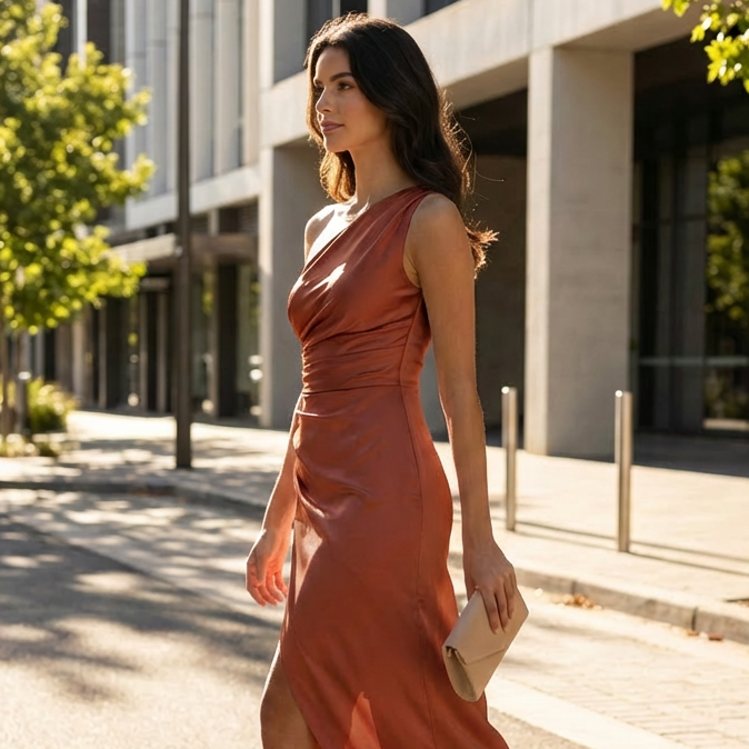 Selene | Asymmetric Detail Maxi Dress for Modern Occasions