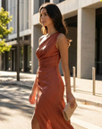 Selene | Asymmetric Detail Maxi Dress for Modern Occasions