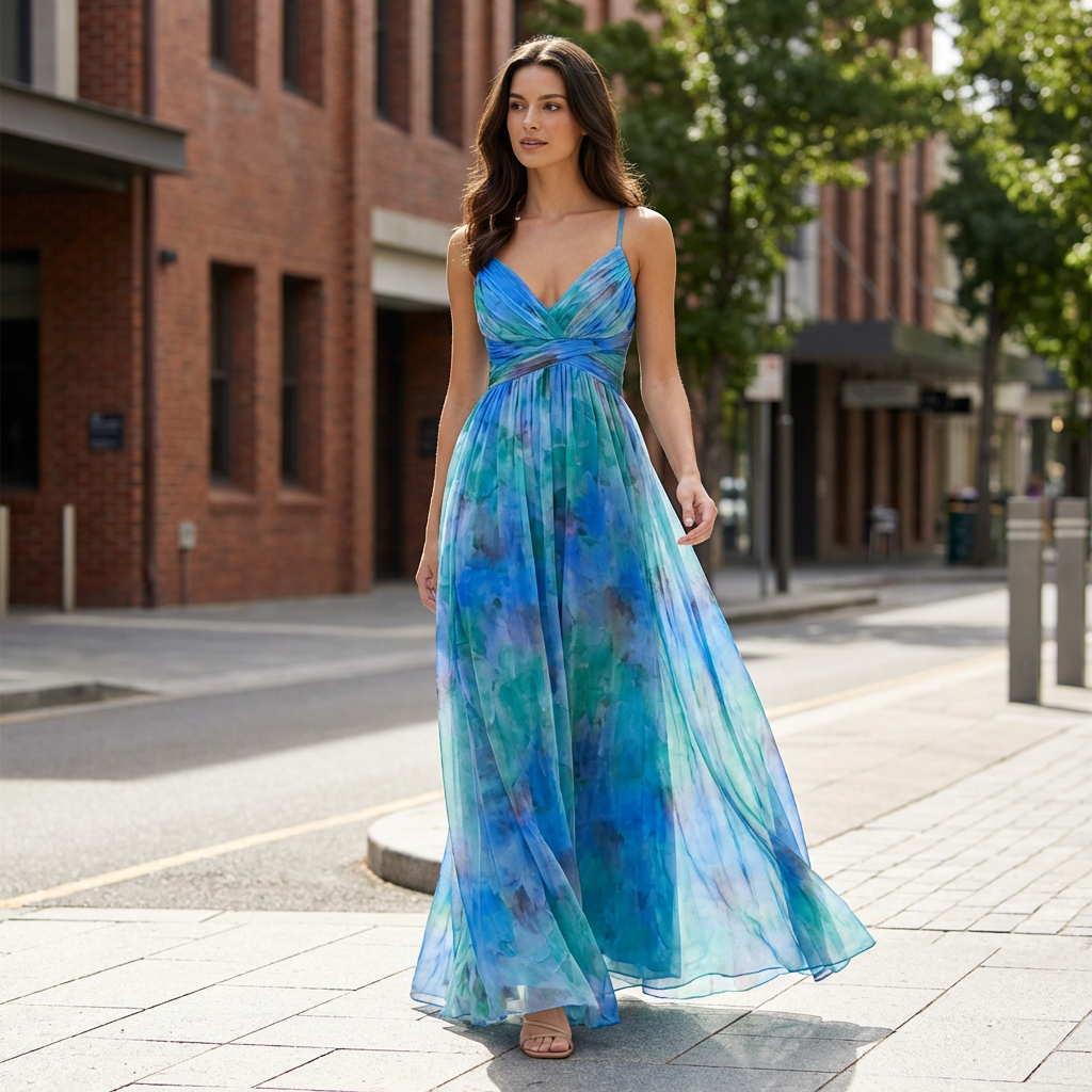 Lottie | Floral Summer Maxi Dress with Feminine Shape