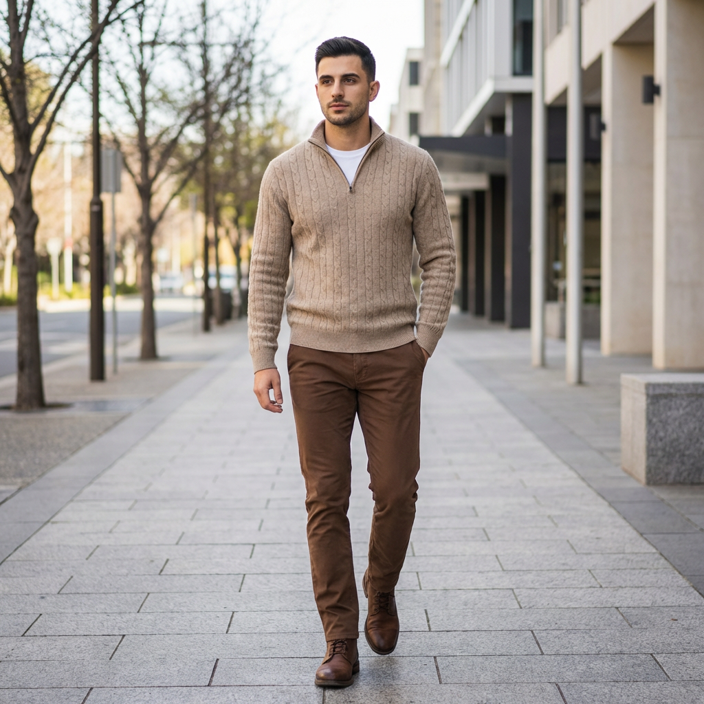 Harrison | Cable Knit Half Zip Men’s Sweater for Modern Comfort