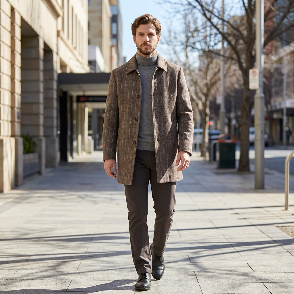 Hamish | Herringbone Inspired Men’s Coat for Classic Styling