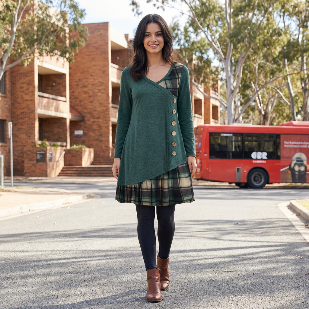 Emerson | Checked Pattern Casual Dresses for Timeless Looks