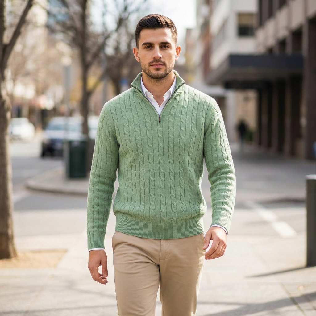 Harrison | Cable Knit Half Zip Men’s Sweater for Modern Comfort