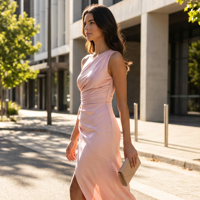 Selene | Asymmetric Detail Maxi Dress for Modern Occasions