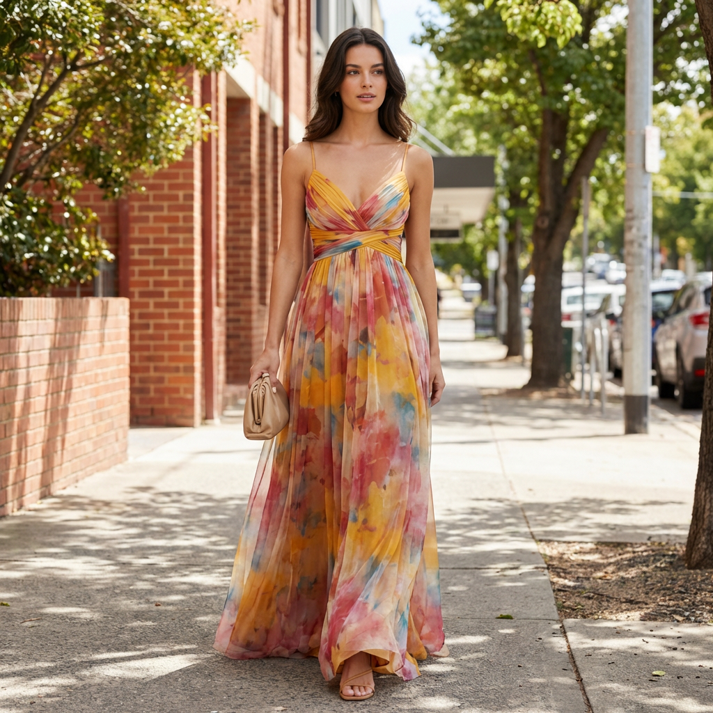 Lottie | Floral Summer Maxi Dress with Feminine Shape