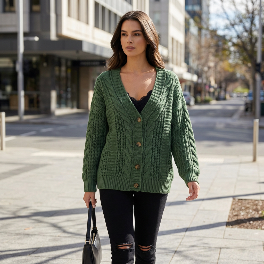 Priscilla | Cable Knit Oversized Women’s Cardigan for Layered Style