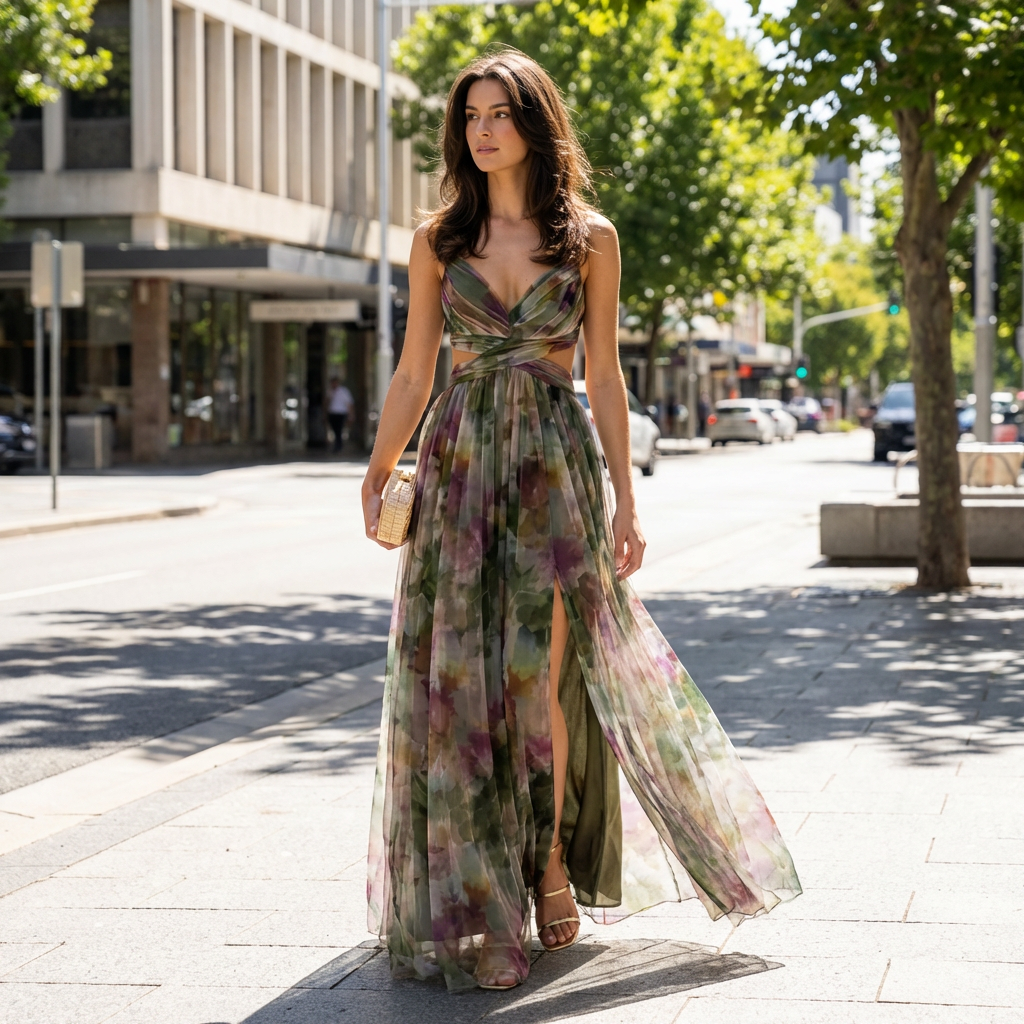 Lottie | Floral Summer Maxi Dress with Feminine Shape