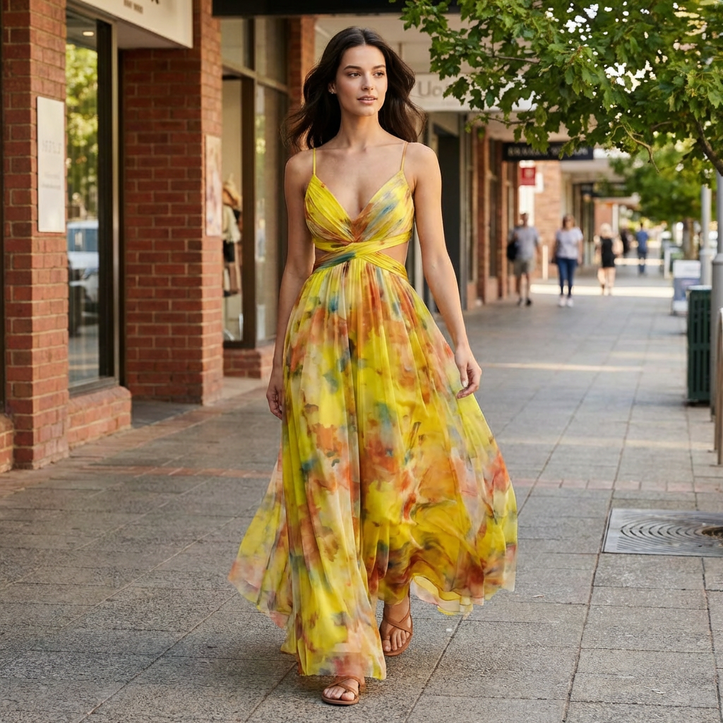 Lottie | Floral Summer Maxi Dress with Feminine Shape