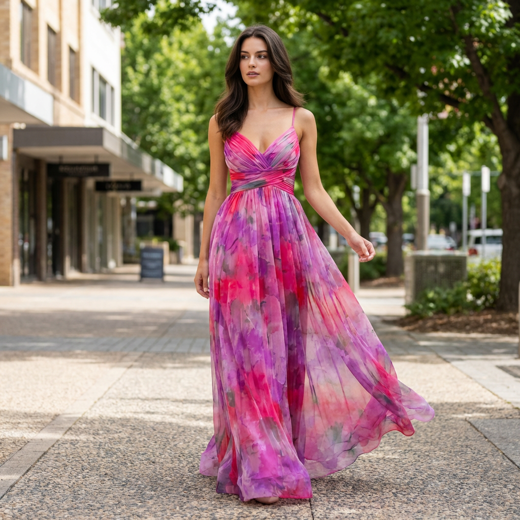 Lottie | Floral Summer Maxi Dress with Feminine Shape